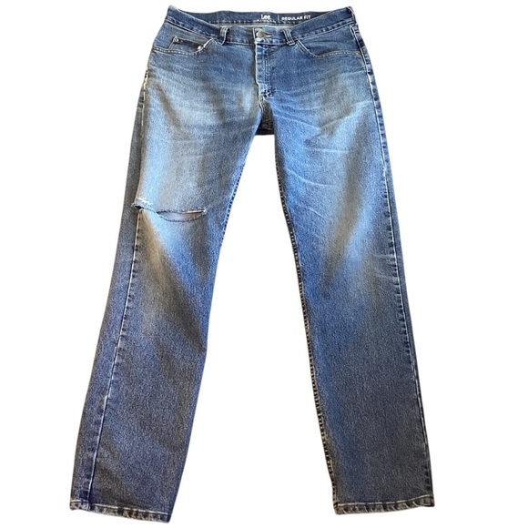 Lee Riders Men’s Regular Fit Jeans Y2K Distressed Fading Size 36x32 Thrashed - Picture 1 of 15